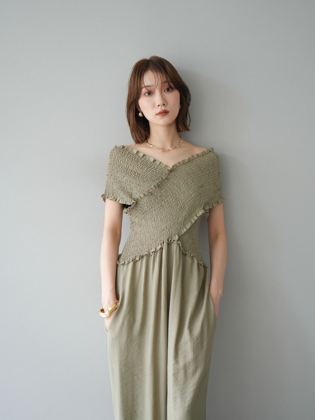 [SET]シャーリングクロスサロペット+シャーリングクロスサロペット(2set)