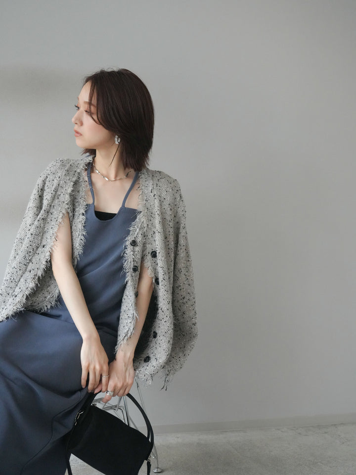 [予約]ネップフリンジニットカーディガン/khaki