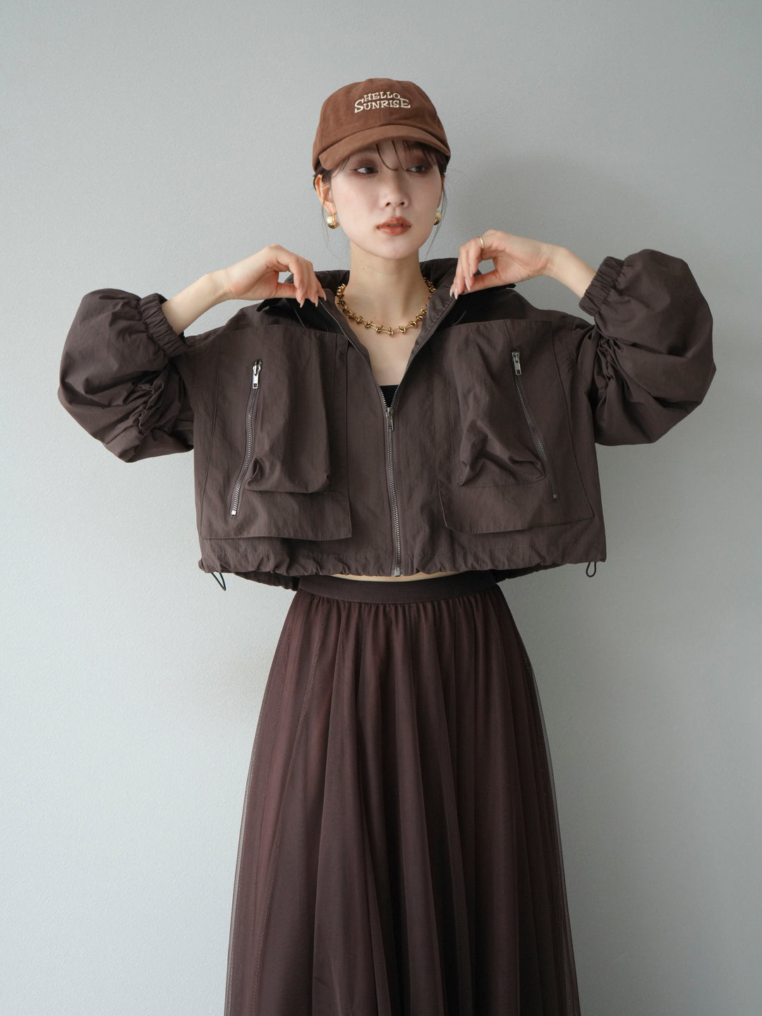 [予約]ポケットデザインショートブルゾン/ブラック