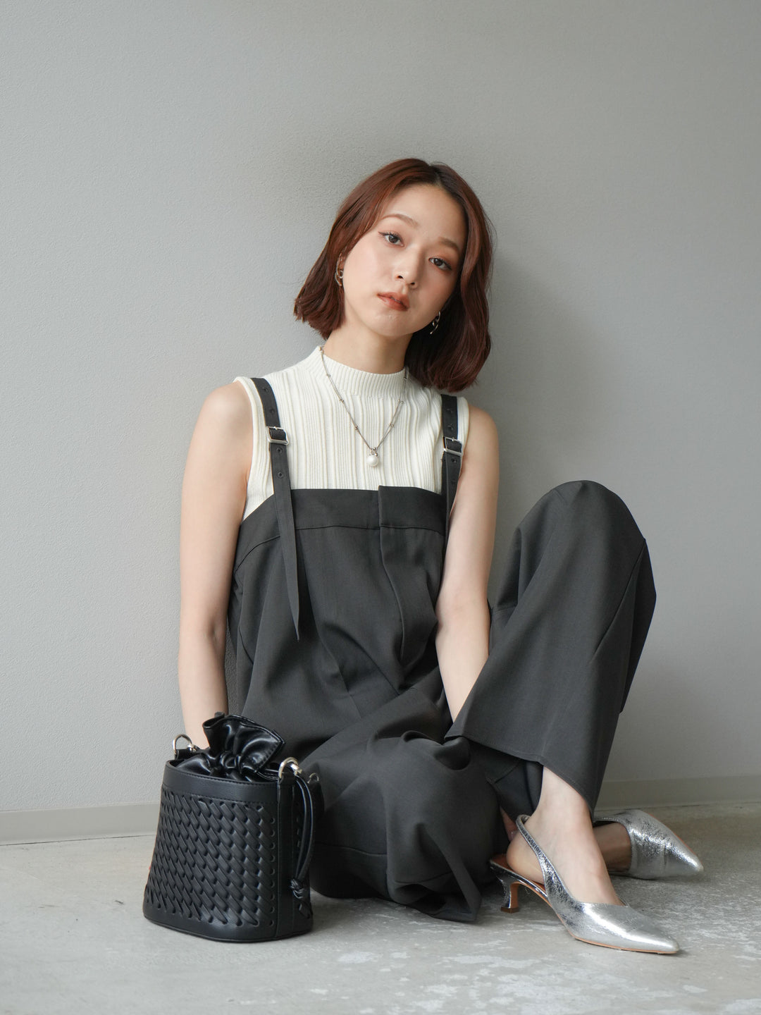 [予約]スリーブレスランダムリブニットトップス/アイボリー