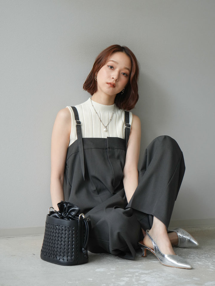 [予約]スリーブレスランダムリブニットトップス/アイボリー