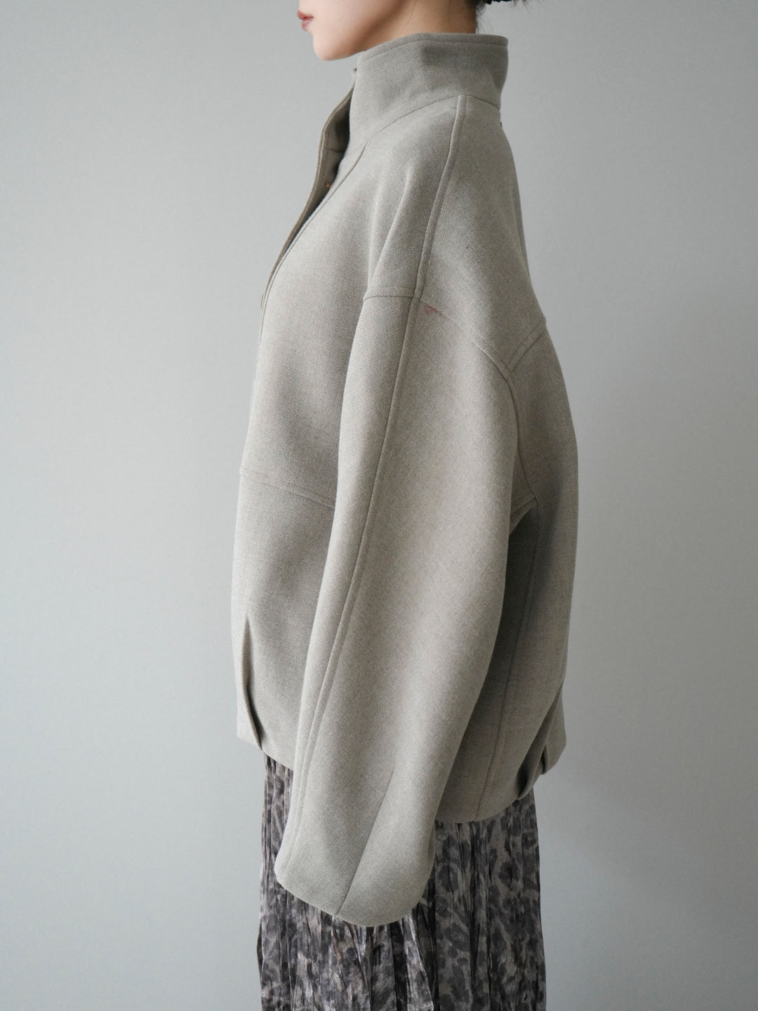 [予約]ストール付きミディアムコート/khaki