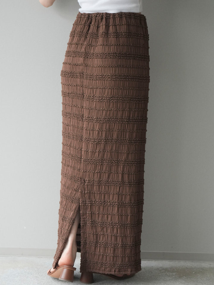 [予約]リップルIラインスカート/brown