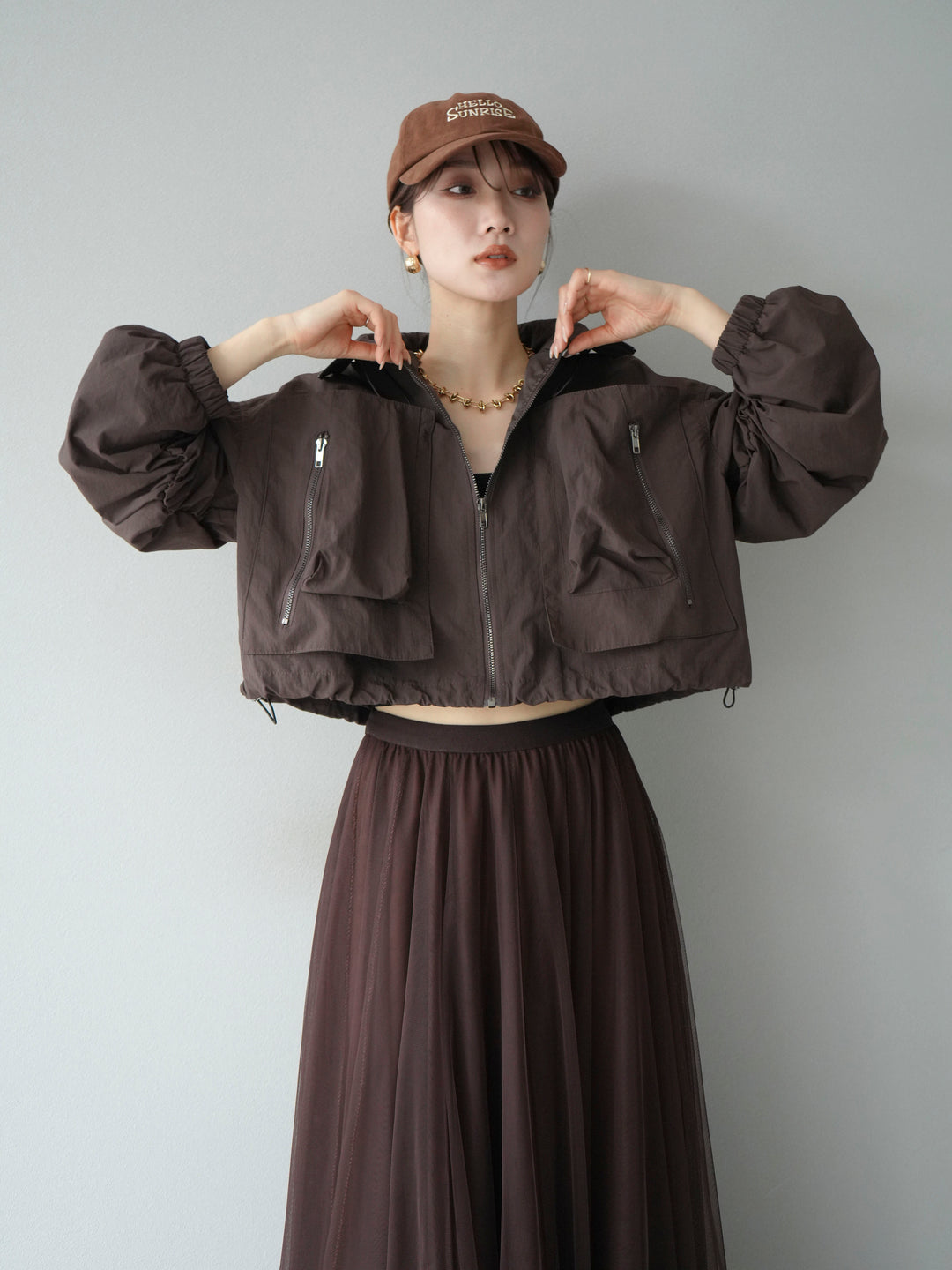 [予約]ポケットデザインショートブルゾン/ブラック