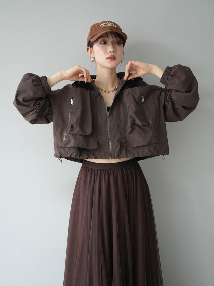 [予約]ポケットデザインショートブルゾン/ブラック