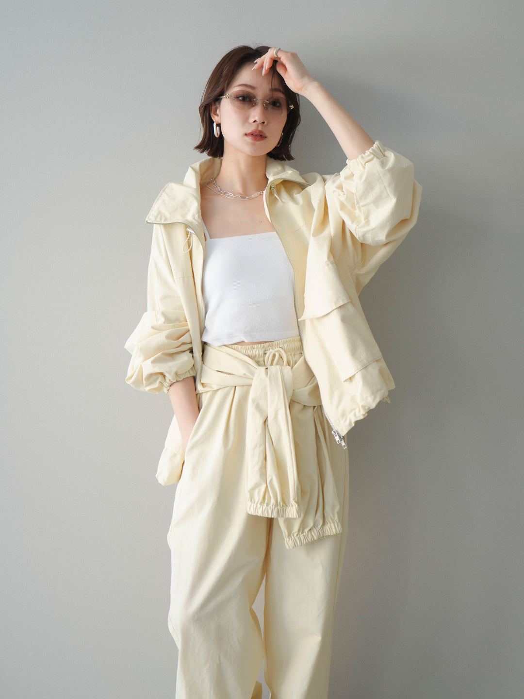 [予約]ビッグポケットコットンナイロンジップブルゾン/ivory