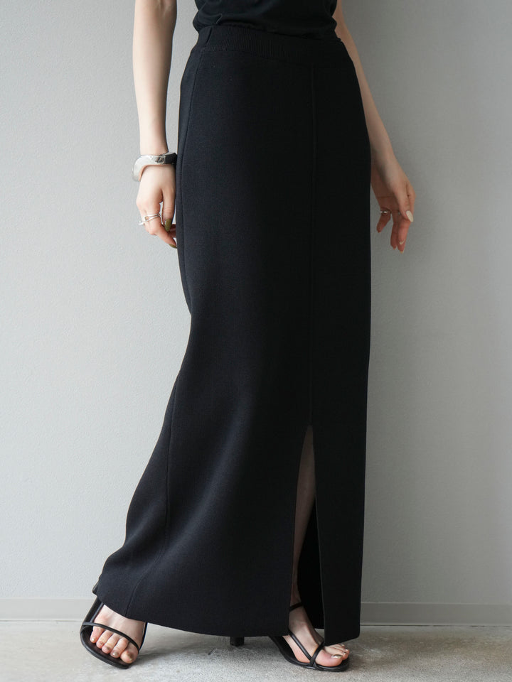 [予約]レーヨンポリIラインニットスカート/ブラック