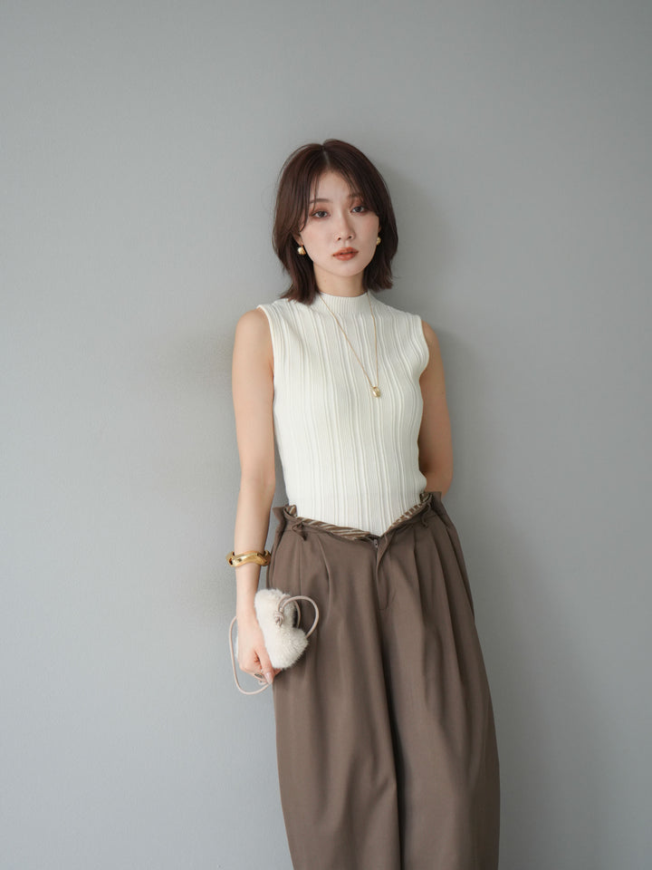 [予約]スリーブレスランダムリブニットトップス/アイボリー