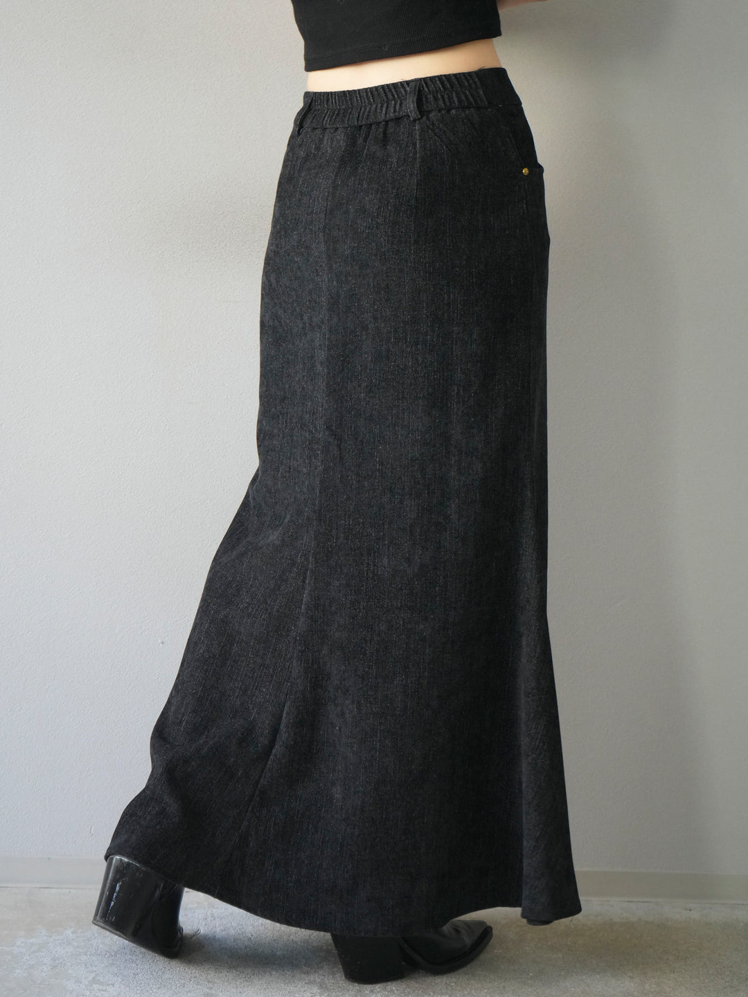 [予約]ベルベットマーメイドスカート/black