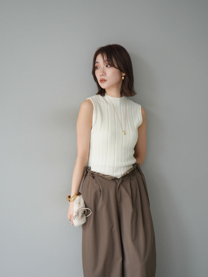 [予約]スリーブレスランダムリブニットトップス/アイボリー
