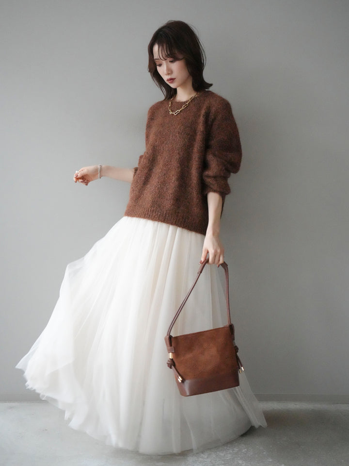 [SET]ロゴラベルミックスヤーンニットプルオーバー+ロゴラベルミックスヤーンニットプルオーバー(2set)