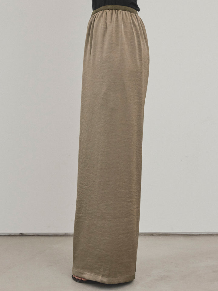 [予約]サテンイージーパンツ/カーキ