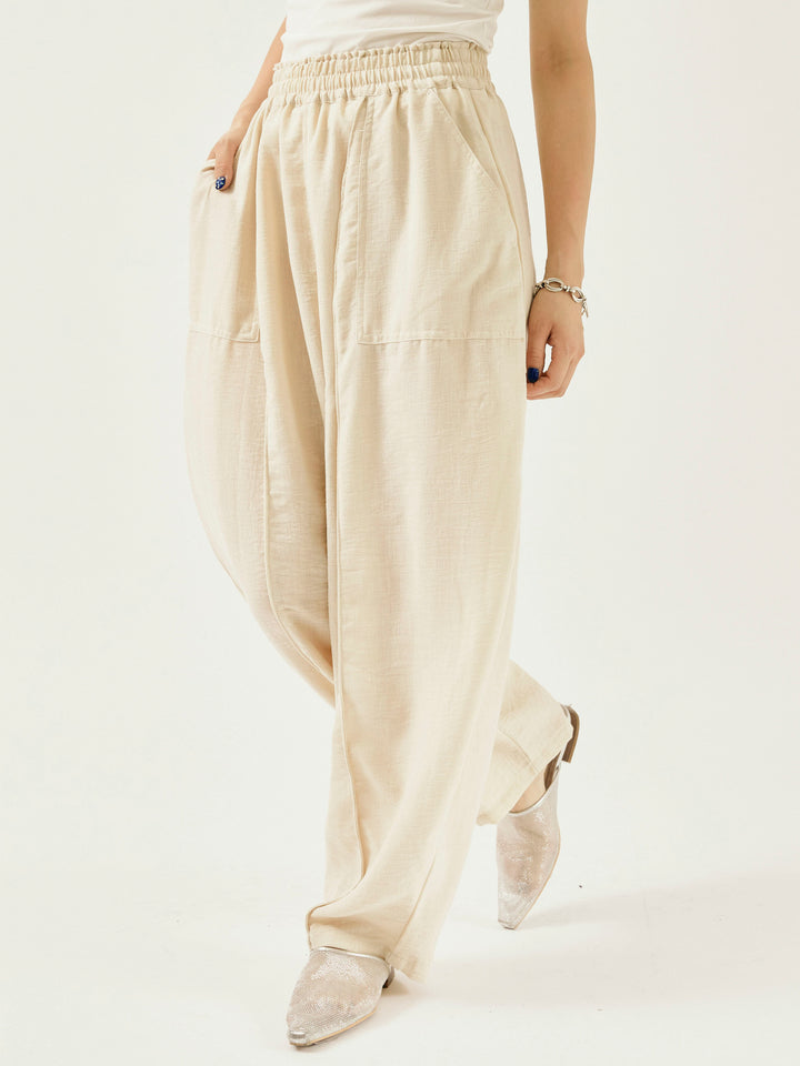 [予約]リネンライクベイカーバルーンパンツ/アイボリー