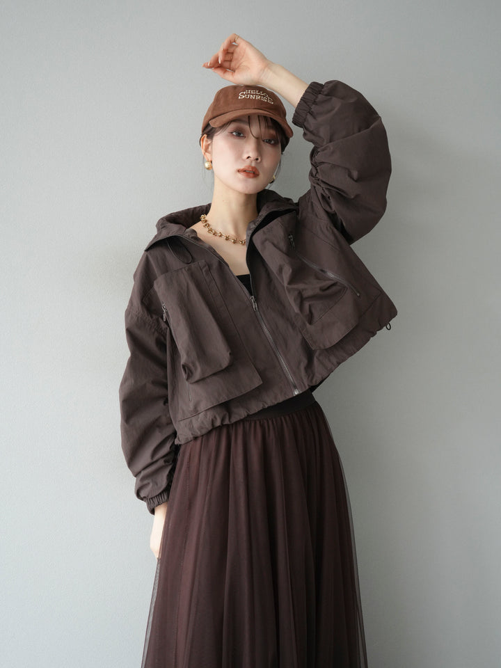 [予約]ポケットデザインショートブルゾン/ブラック