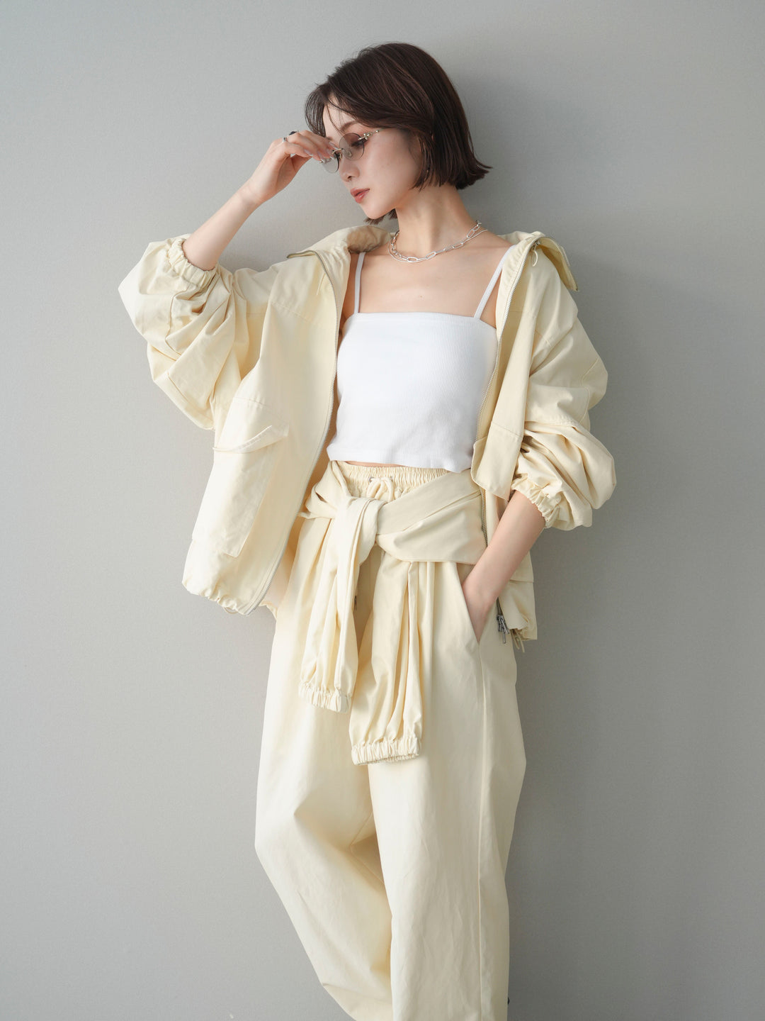 [予約]ビッグポケットコットンナイロンジップブルゾン/ivory