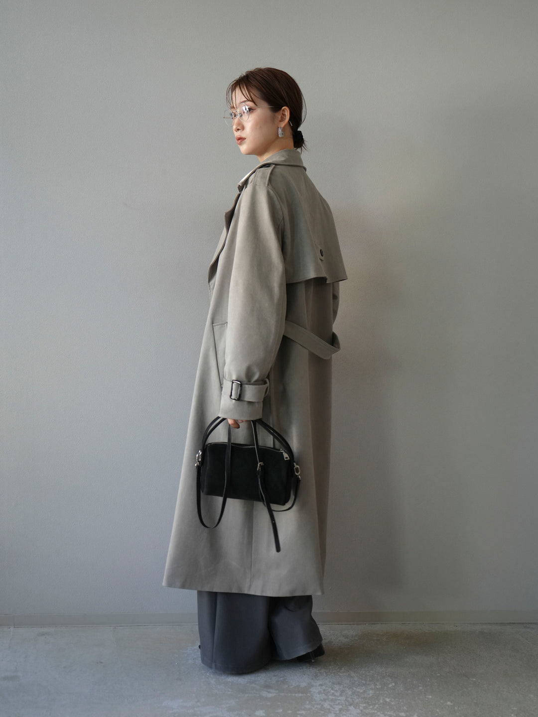 [予約]スエードトレンチコート/グレー