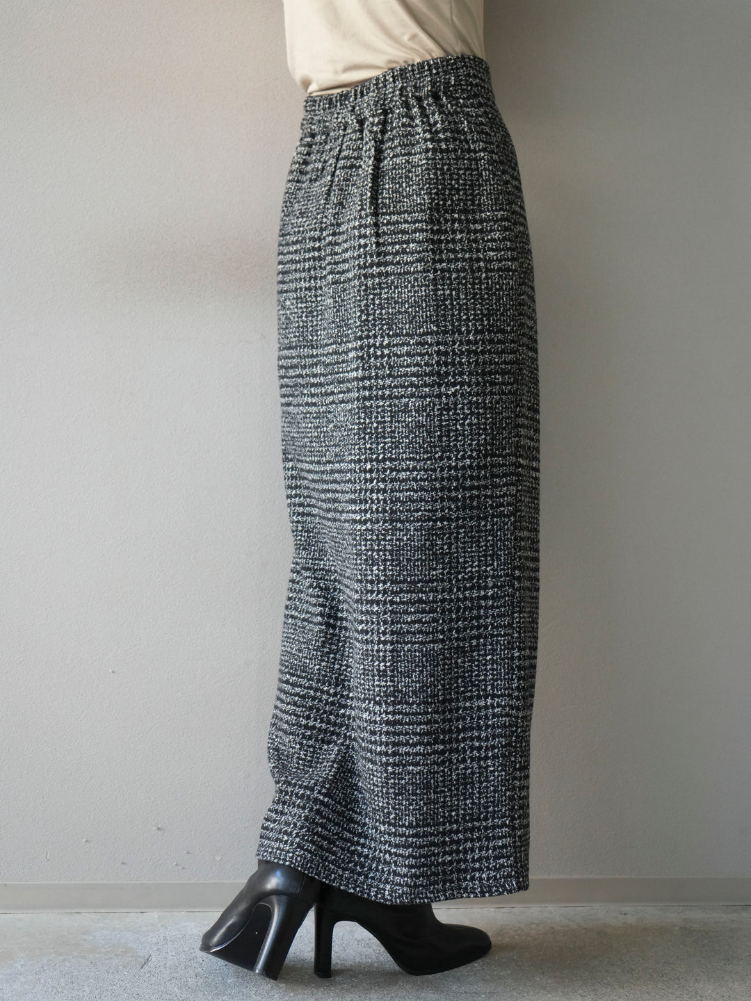 [予約]ツイードジップタイトスカート/black