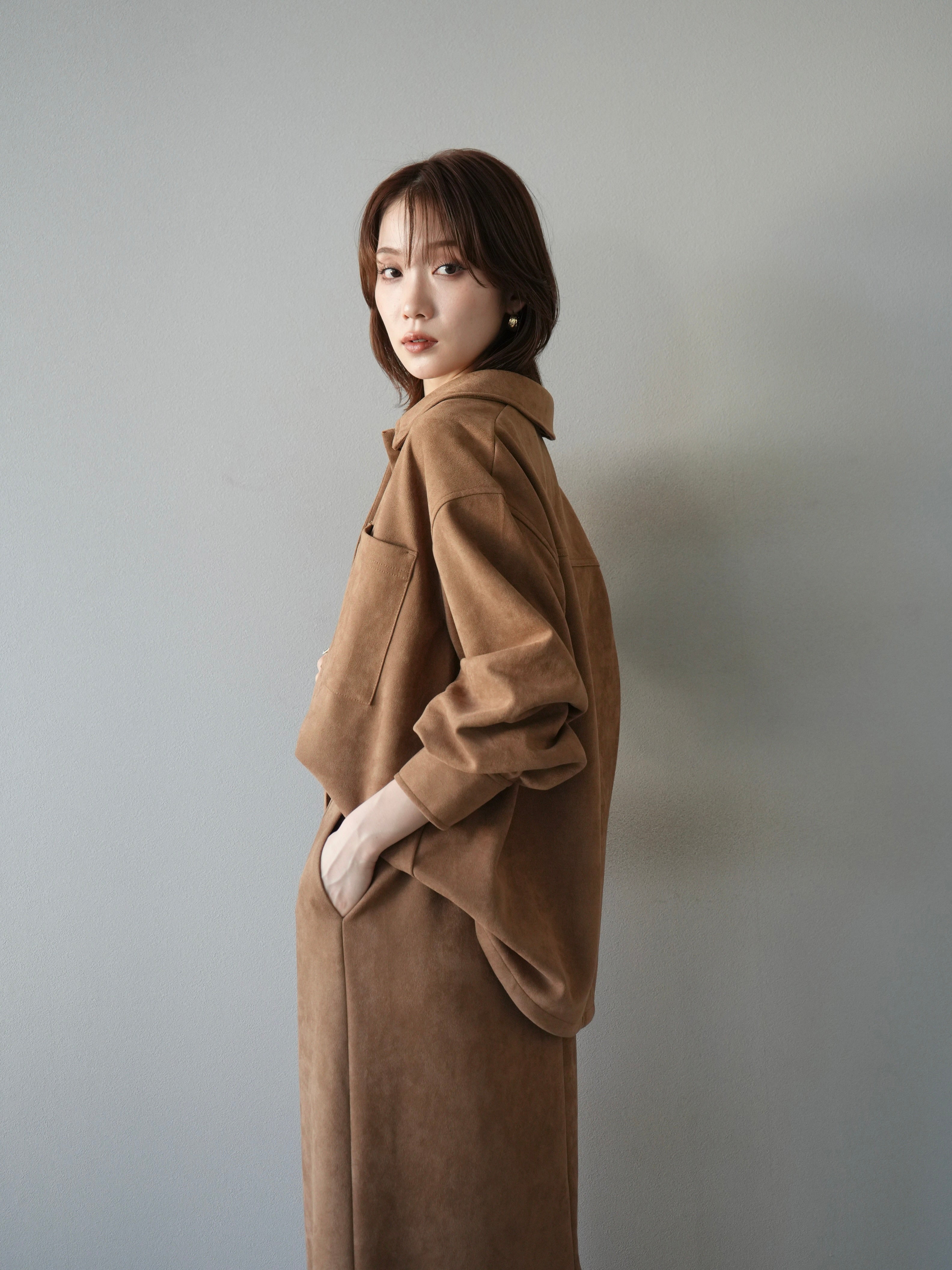 予約]スエードシャツジャケット/キャメル – Lumier