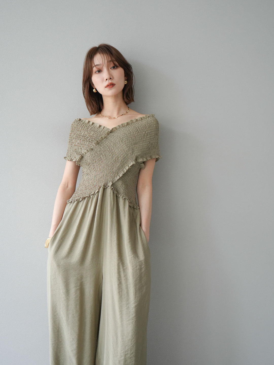 [SET]シャーリングクロスサロペット+シャーリングクロスサロペット(2set)