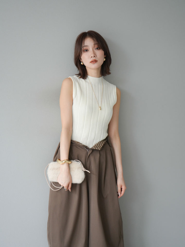 [予約]スリーブレスランダムリブニットトップス/アイボリー