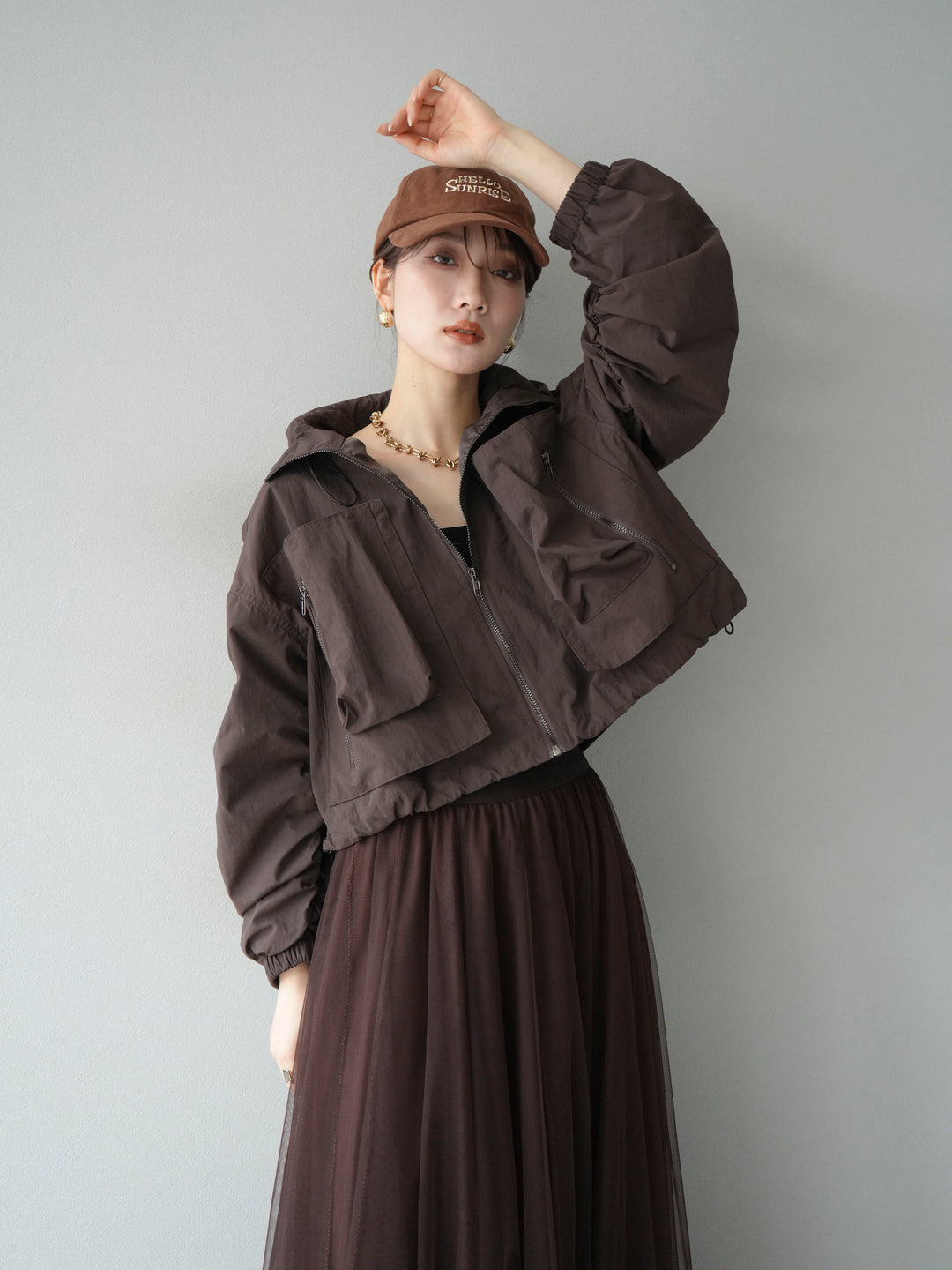 [予約]ポケットデザインショートブルゾン/ブラック