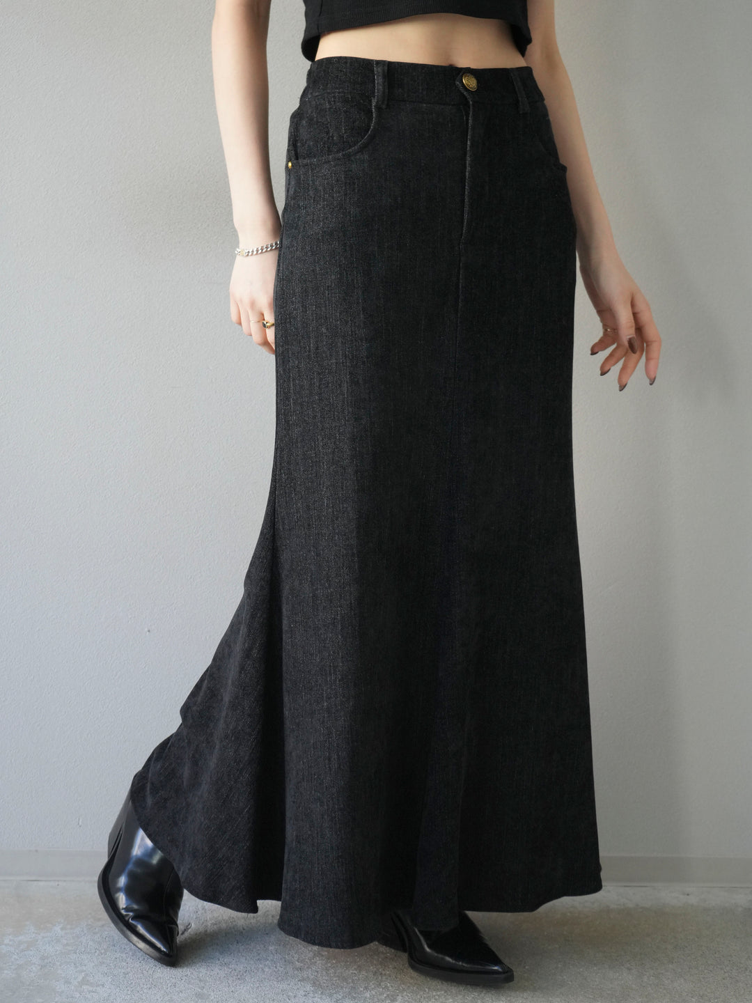 [予約]ベルベットマーメイドスカート/black