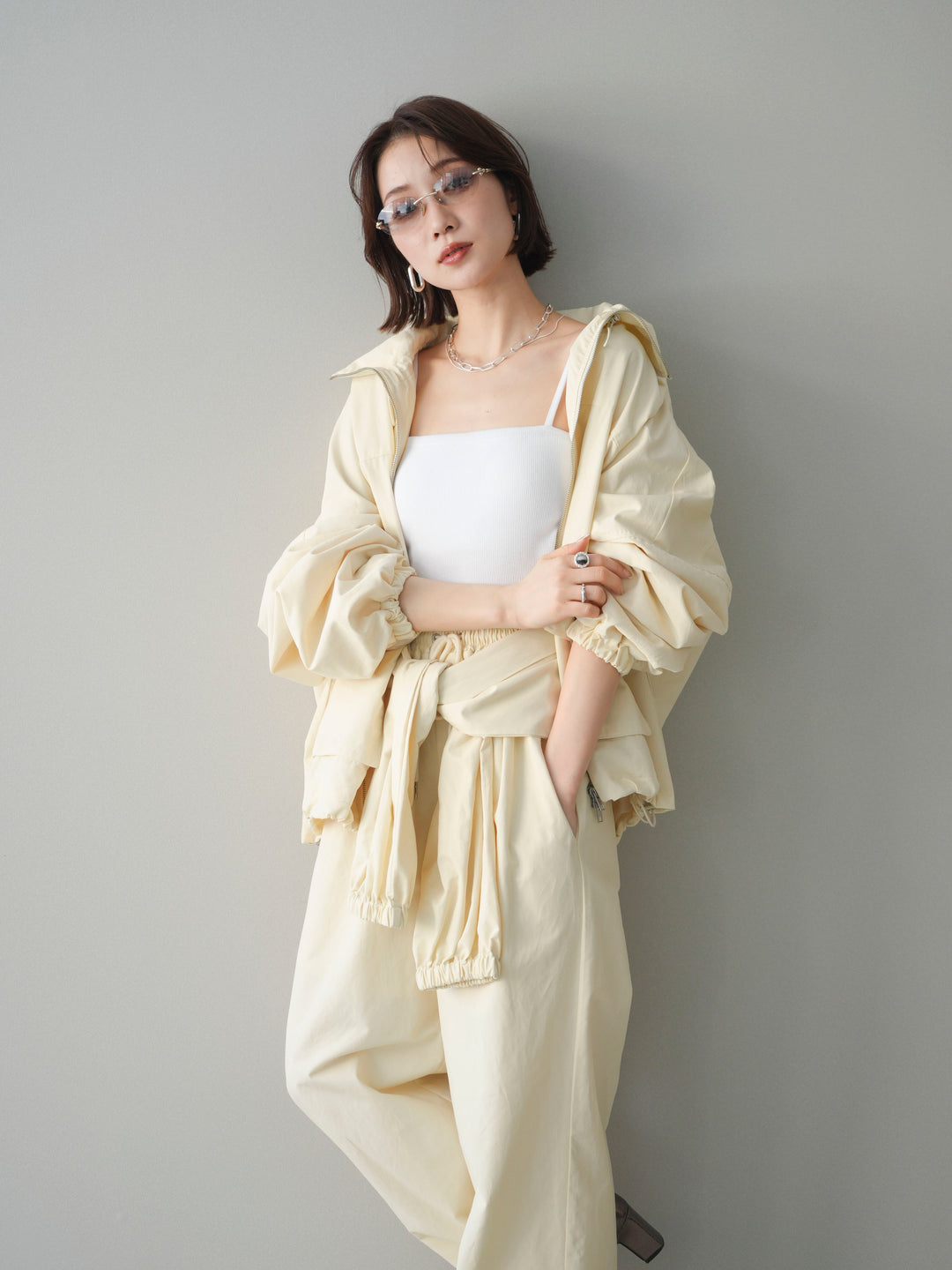 [予約]ビッグポケットコットンナイロンジップブルゾン/ivory