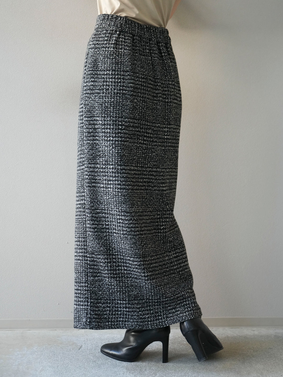 [予約]ツイードジップタイトスカート/black