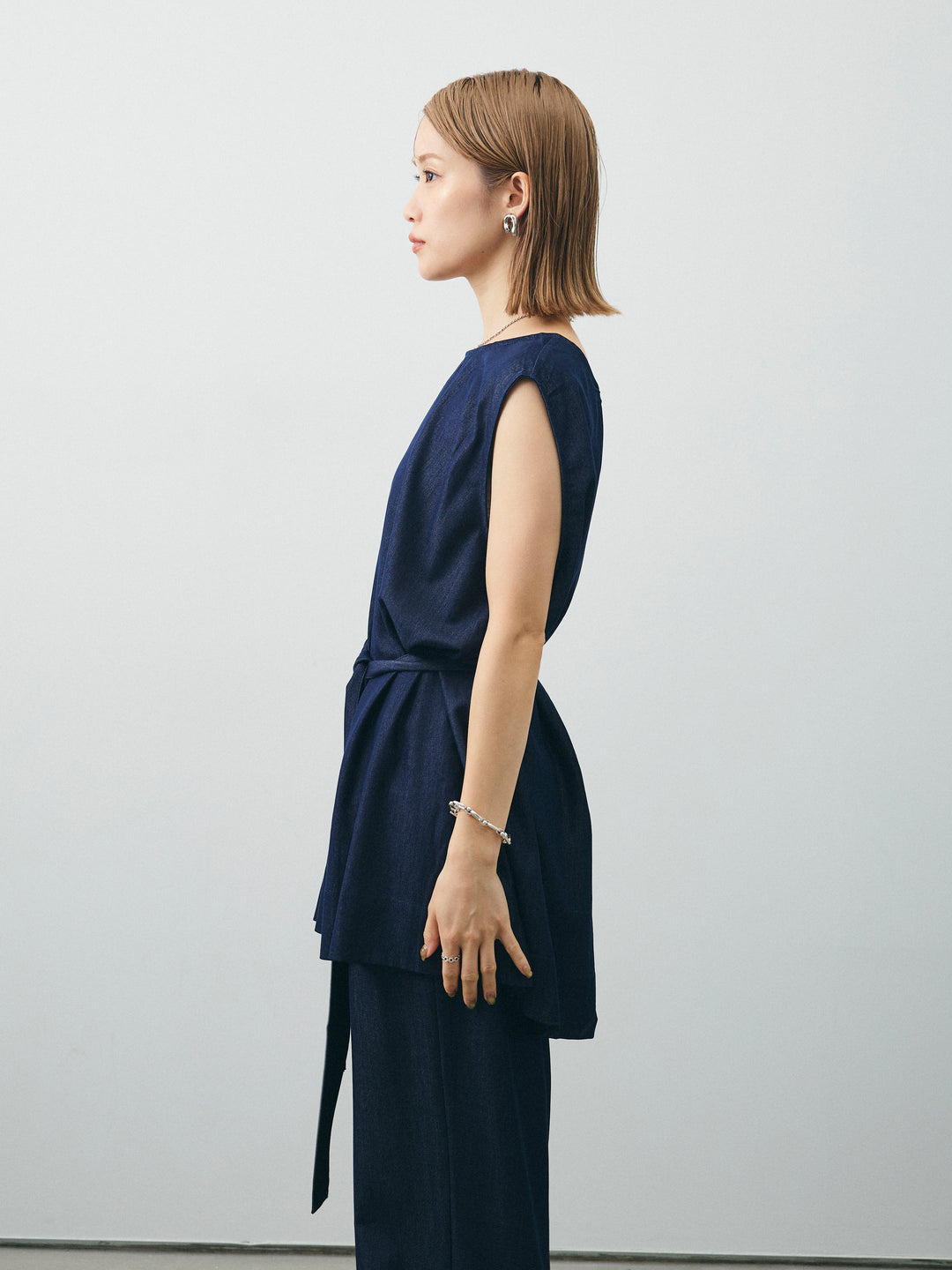 [SET]テンセルデニムノースリーブ＆ワイドパンツSET UP (2set)