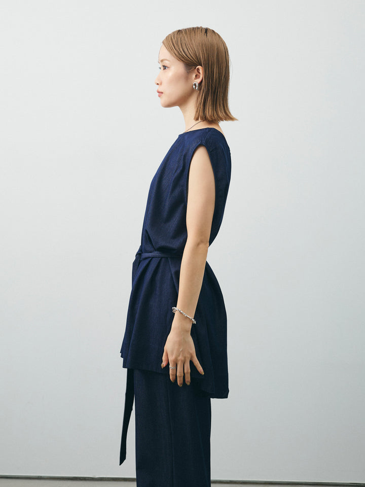 [SET]テンセルデニムノースリーブ＆ワイドパンツSET UP (2set)