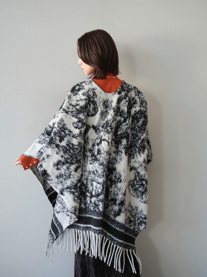 [SET]アブストラクト柄ストールポンチョ+選べるアクセセット(2set)