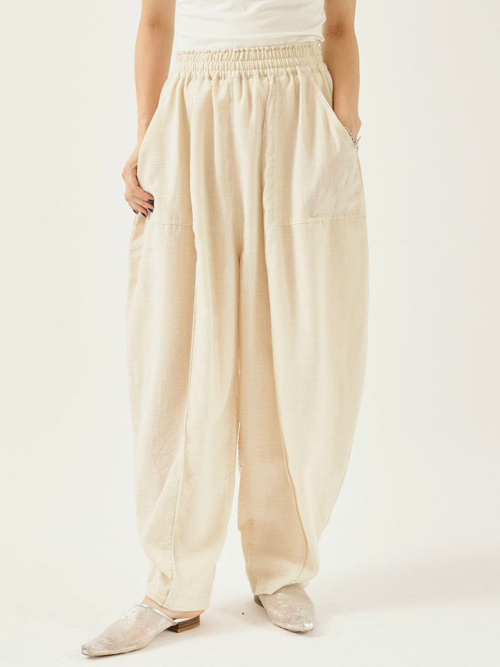 [予約]リネンライクベイカーバルーンパンツ/アイボリー