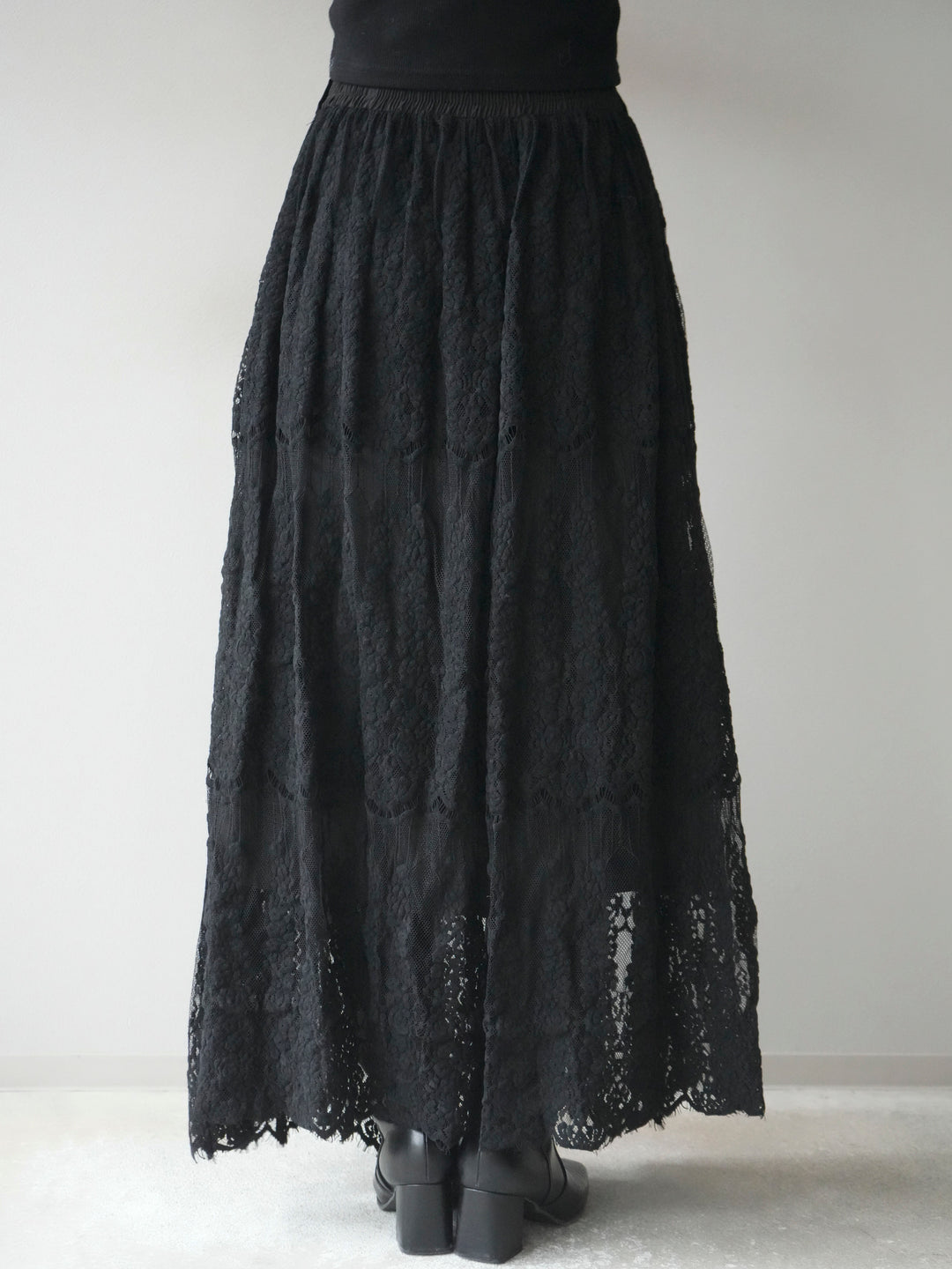 [予約]ヴィンテージライクメッシュレーススカート/black