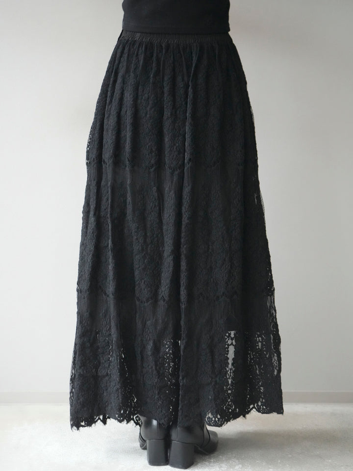 [予約]ヴィンテージライクメッシュレーススカート/black