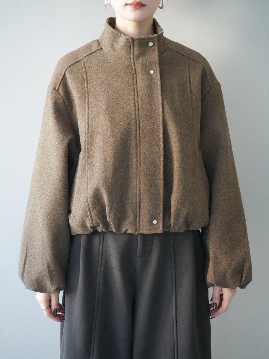 [予約]タックデザインジップブルゾン/brown