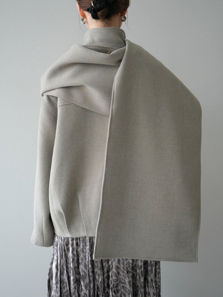 [予約]ストール付きミディアムコート/khaki