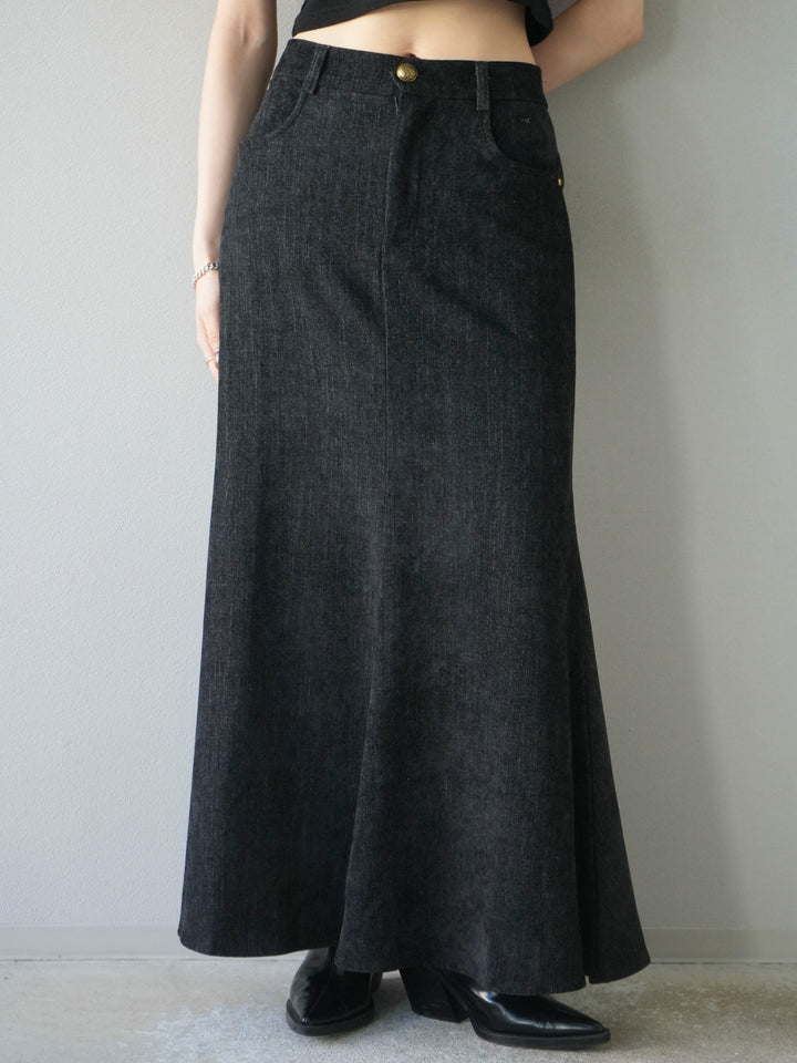 [予約]ベルベットマーメイドスカート/black