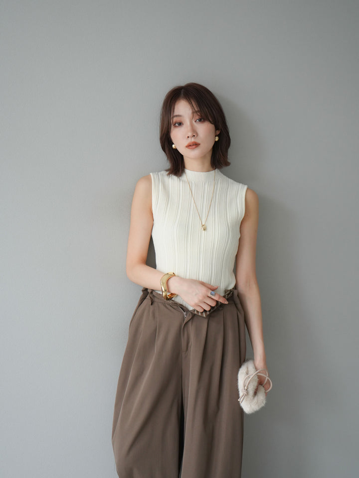 [予約]スリーブレスランダムリブニットトップス/アイボリー