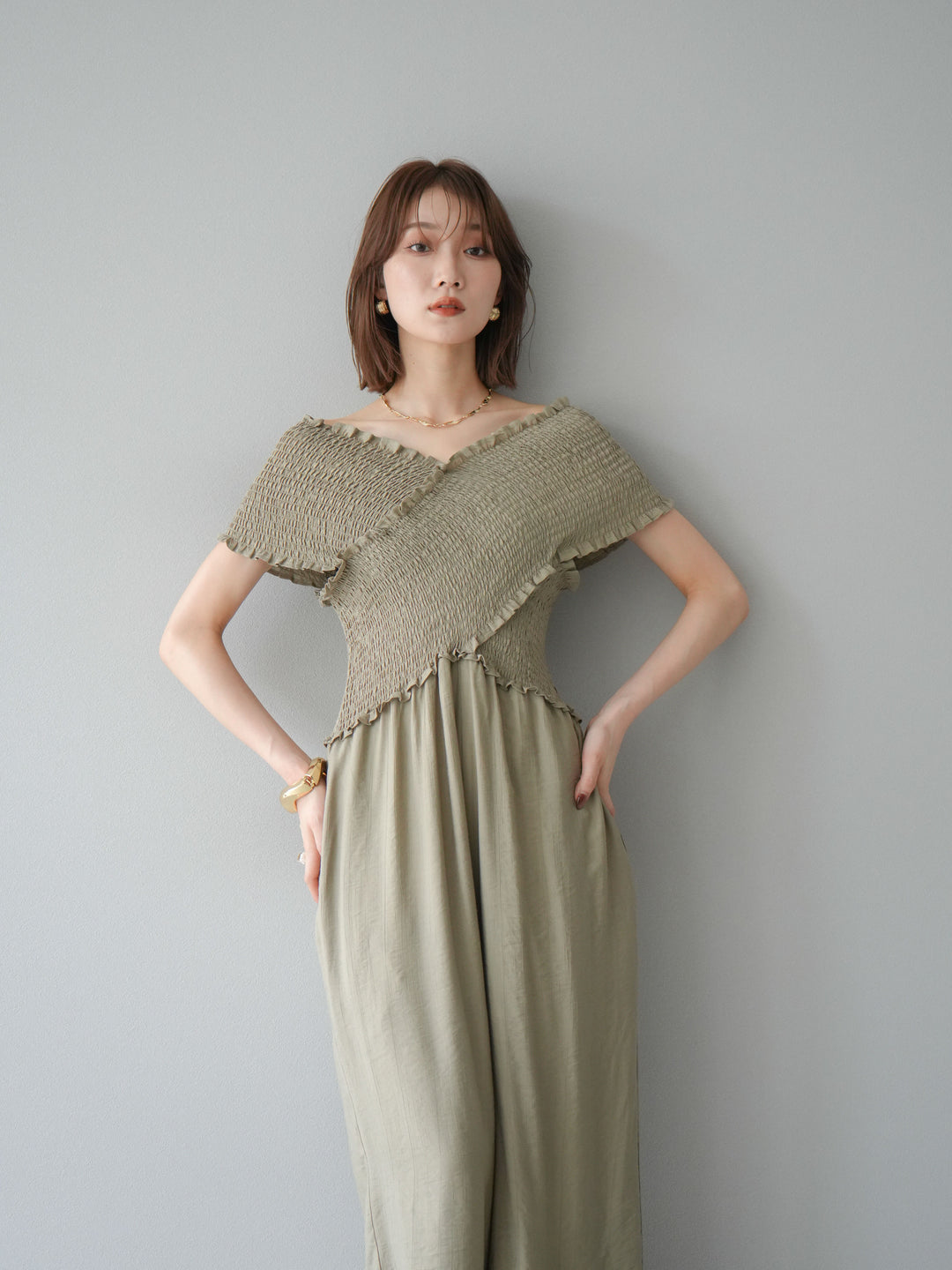 [SET]シャーリングクロスサロペット+シャーリングクロスサロペット(2set)