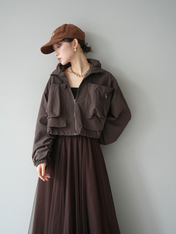 [予約]ポケットデザインショートブルゾン/ブラック