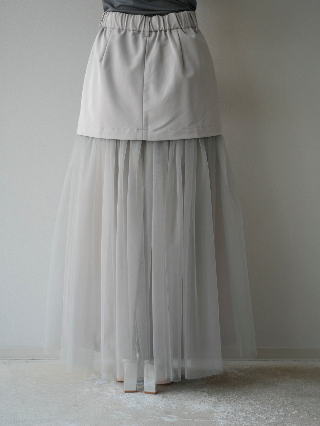 [予約]エステル切替チュールスカート/ベージュ