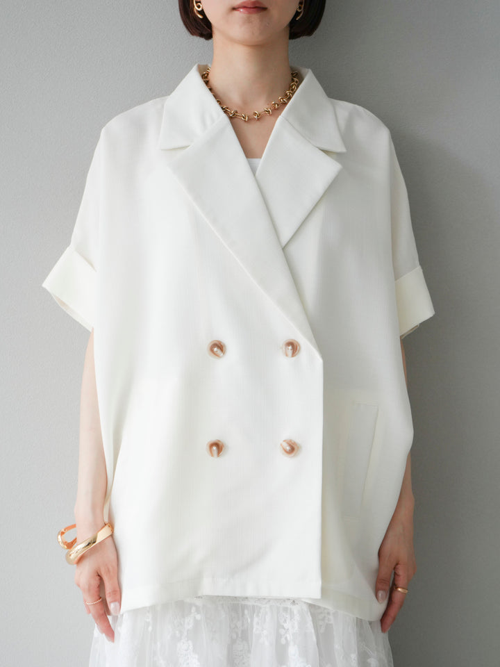 [予約]リネンライクハーフテーラードジャケット/アイボリー