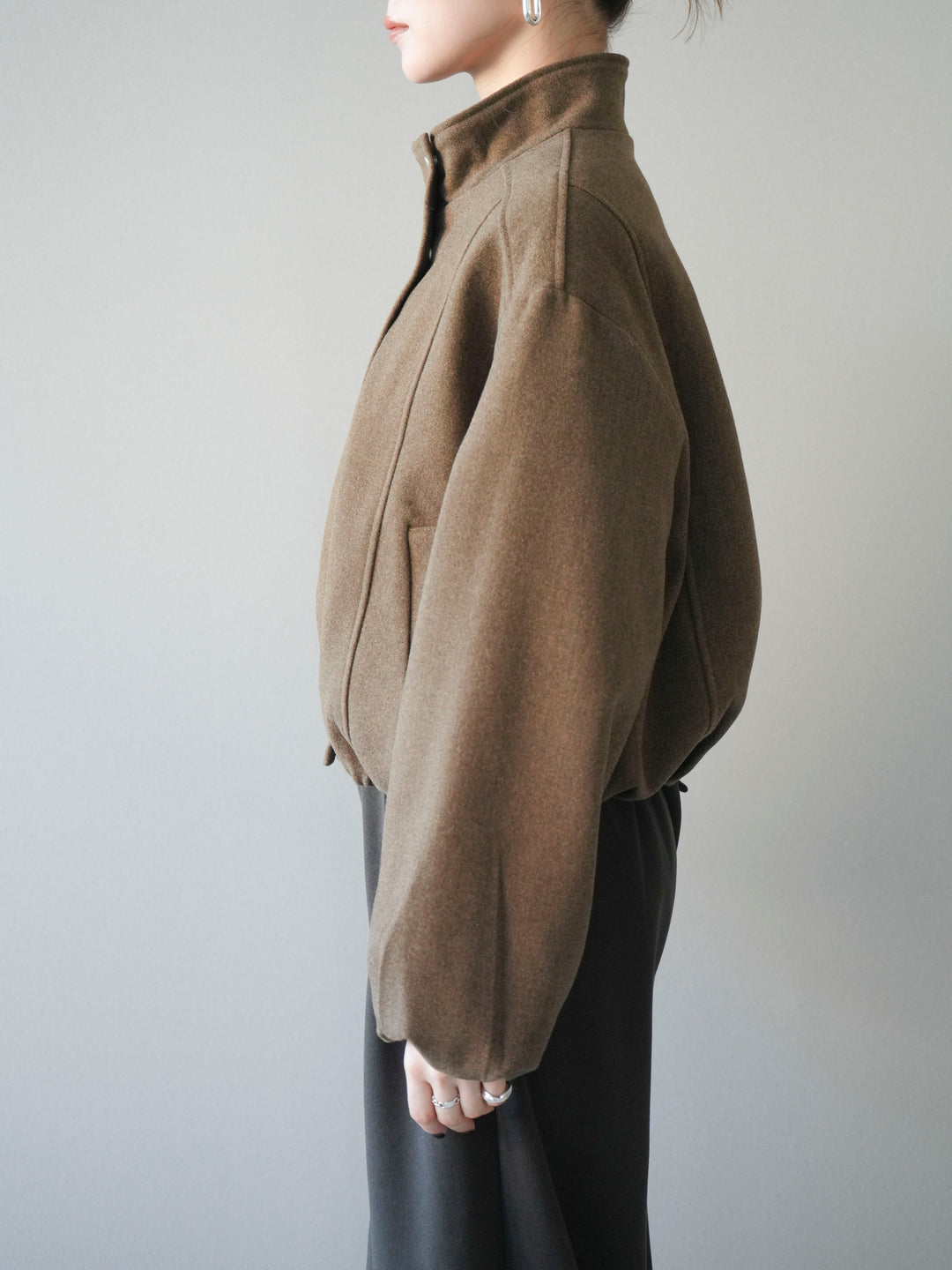 [予約]タックデザインジップブルゾン/brown