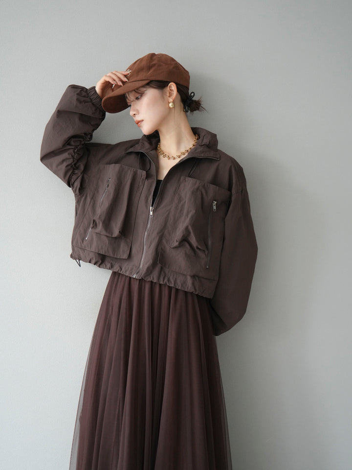 [予約]ポケットデザインショートブルゾン/ブラック