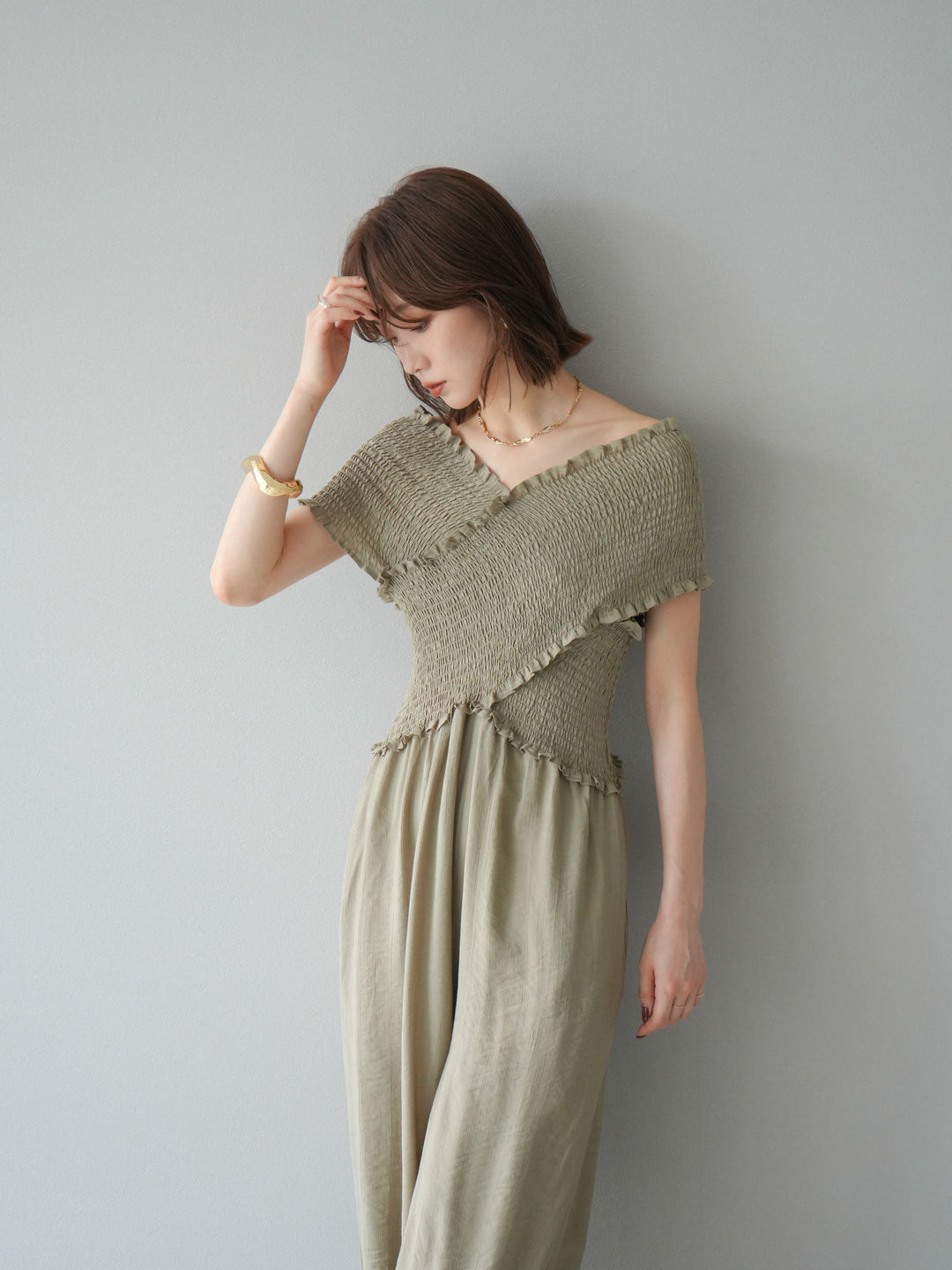 [SET]シャーリングクロスサロペット+シャーリングクロスサロペット(2set)