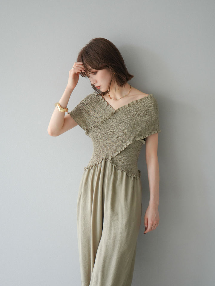 [SET]シャーリングクロスサロペット+シャーリングクロスサロペット(2set)