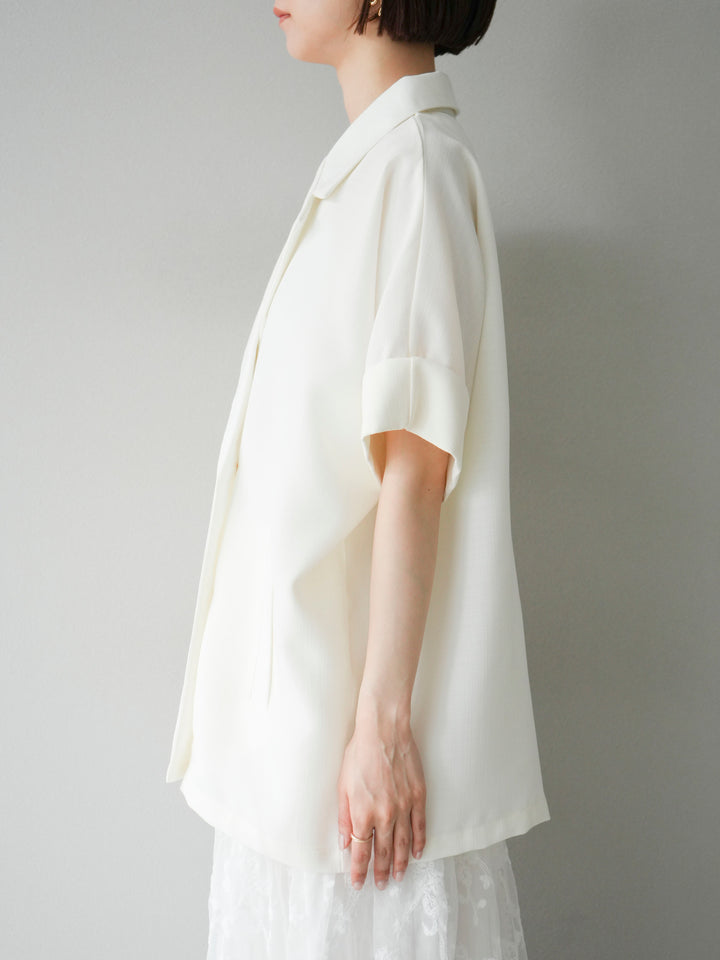 [予約]リネンライクハーフテーラードジャケット/アイボリー