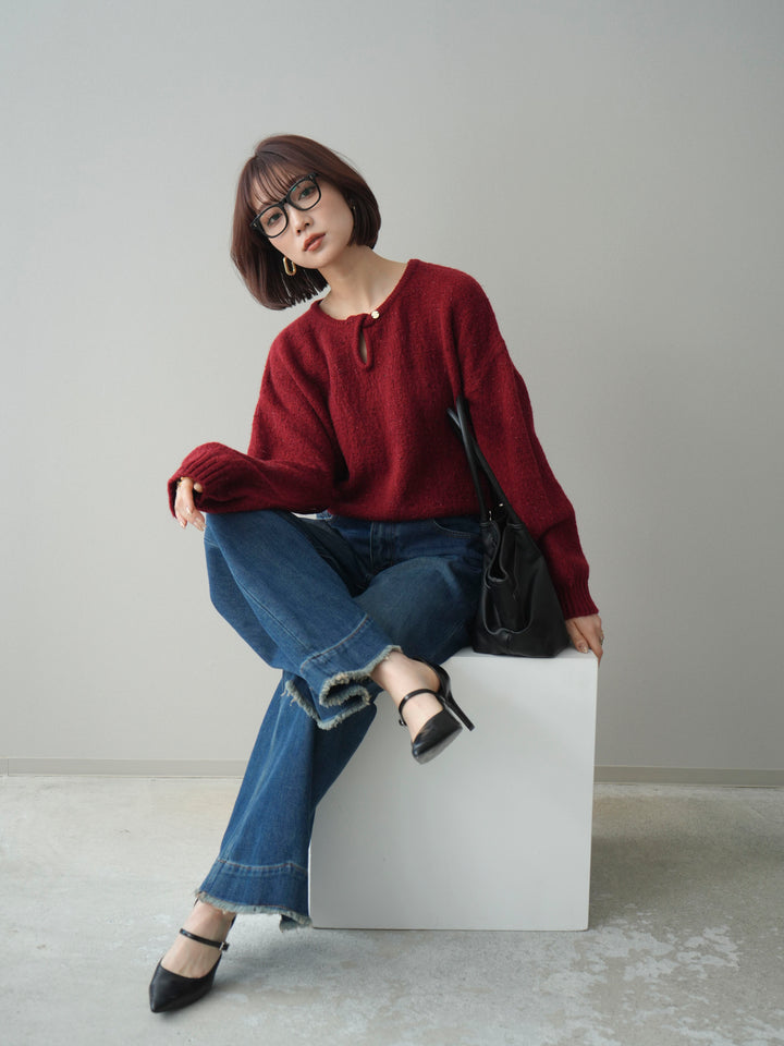 [SET]ツイストネックラメネップヤーンニットプルオーバー+ツイストネックラメネップヤーンニットプルオーバー(2set)