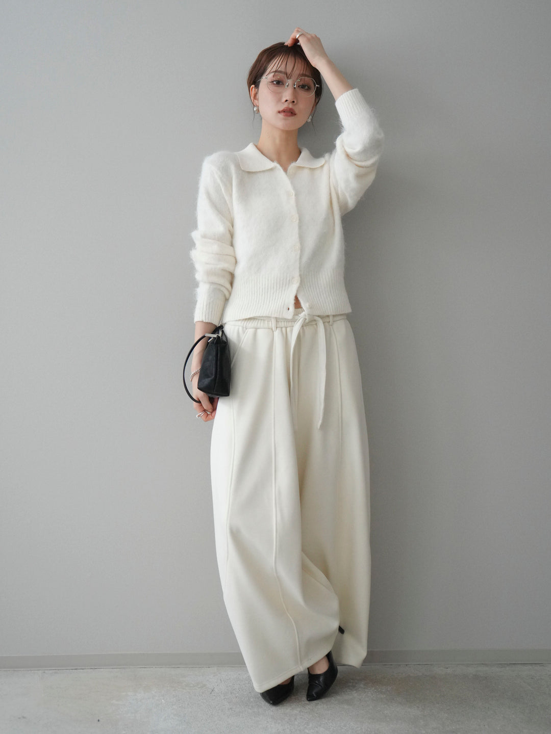 [予約]モヘア衿付きボタンプルオーバー/off