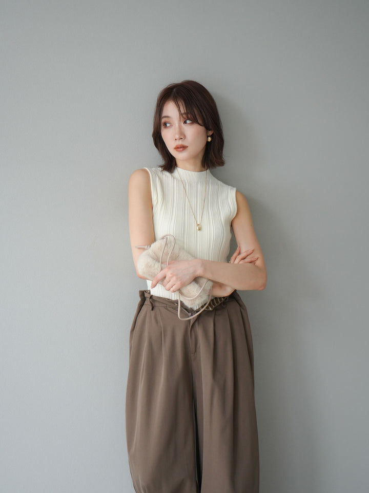 [予約]スリーブレスランダムリブニットトップス/アイボリー